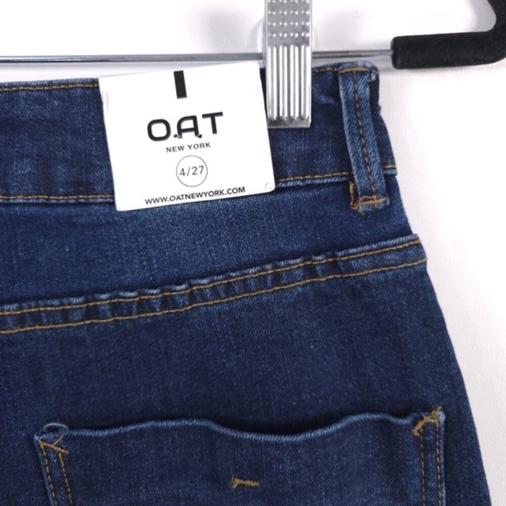 NWT OAT‎ NEW YORK High Rise Wide Leg Rhinestone Pocket Detail Raw Hem Jeans - Picture 12 of 15
